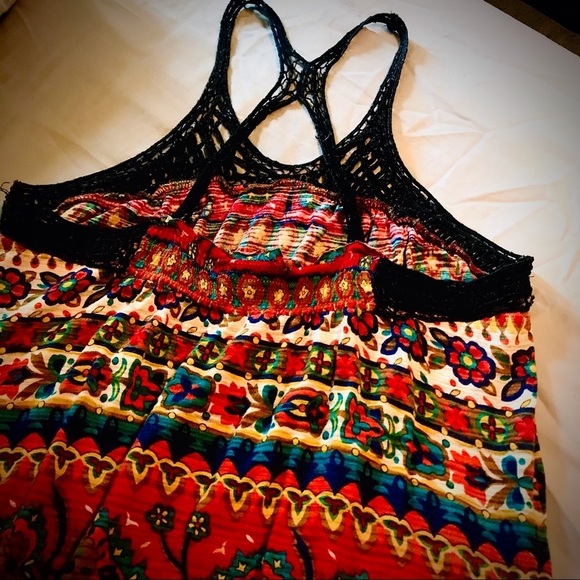 𝅺FREE People Red Galina's Drop Waist Crochet Tank We The Free FP - Picture 5 of 5